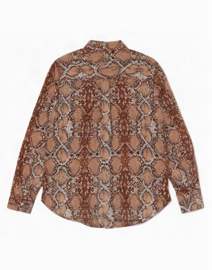 Marks & Spencer Damen-Hemdbluse, Größe S, Größe S, braun, Polyester mit Animal-Print