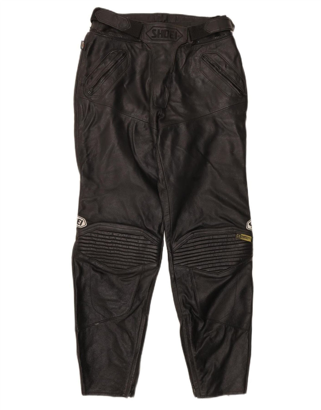 Shoei Damen Biker-Lederhose EU 42 Medium W28 L21 Schwarzes Leder