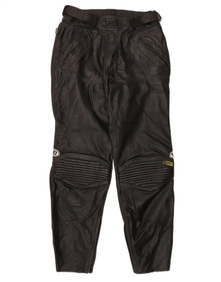 Shoei Damen Biker-Lederhose EU 42 Medium W28 L21 Schwarzes Leder
