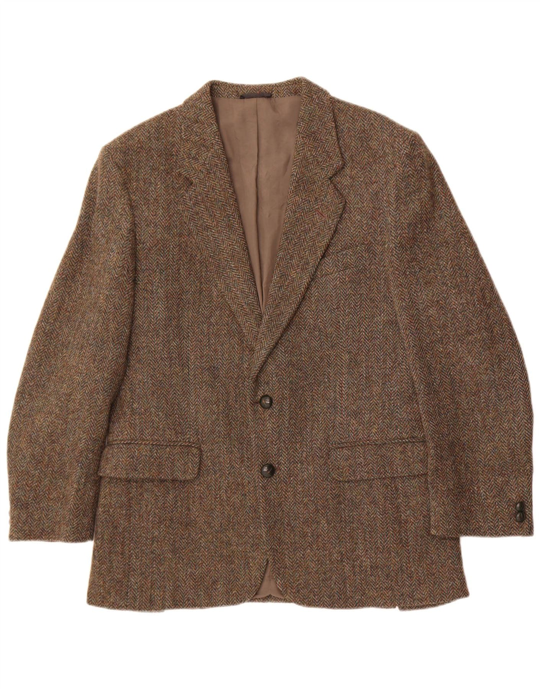 Pitlochry Herren Harris Tweed Blazer Jacke UK 38 Mittelbraun Fischgrätenmuster