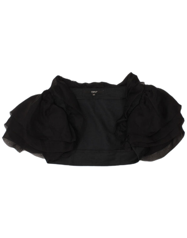 Vintage Damen Bolero Top IT 34 2XS Schwarze Seide