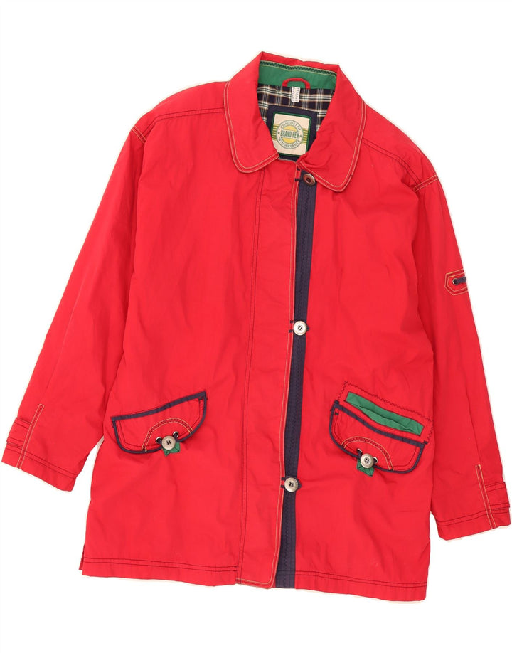 VINTAGE Womens Oversized Windbreaker Jacket UK 8 Small  Red Polyester Vintage Vintage and Second-Hand Vintage from Messina Hembry 