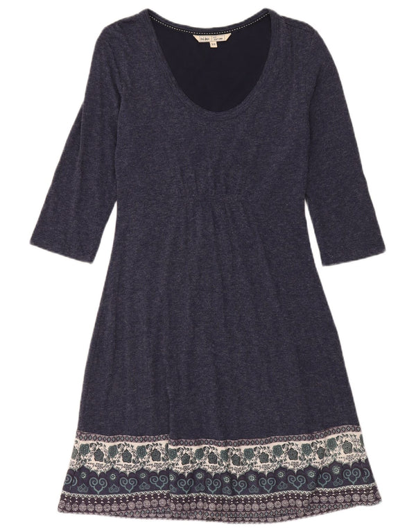 Fat Face Womens A-Line Dress UK 10 Small Navy Blue Floral Bohemian