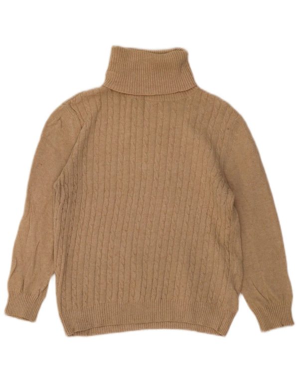 Zara Damen Crop Rollkragenpullover Pullover UK 12 Mittelbeige Baumwolle