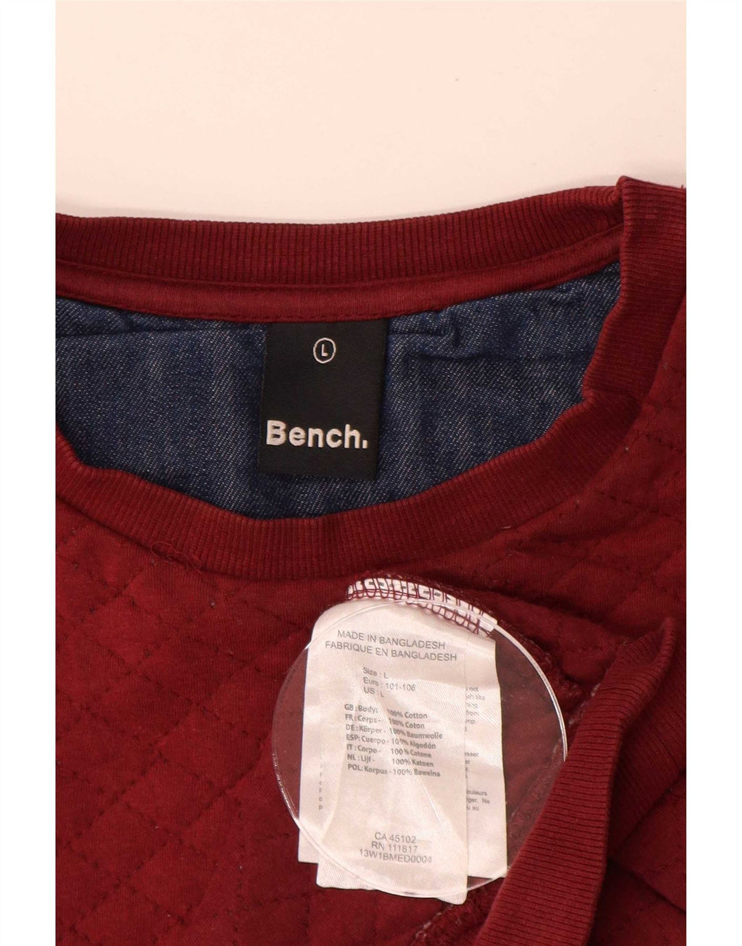 Bench Herren-Sweatshirt-Pullover, groß, rote Colourblock-Baumwolle