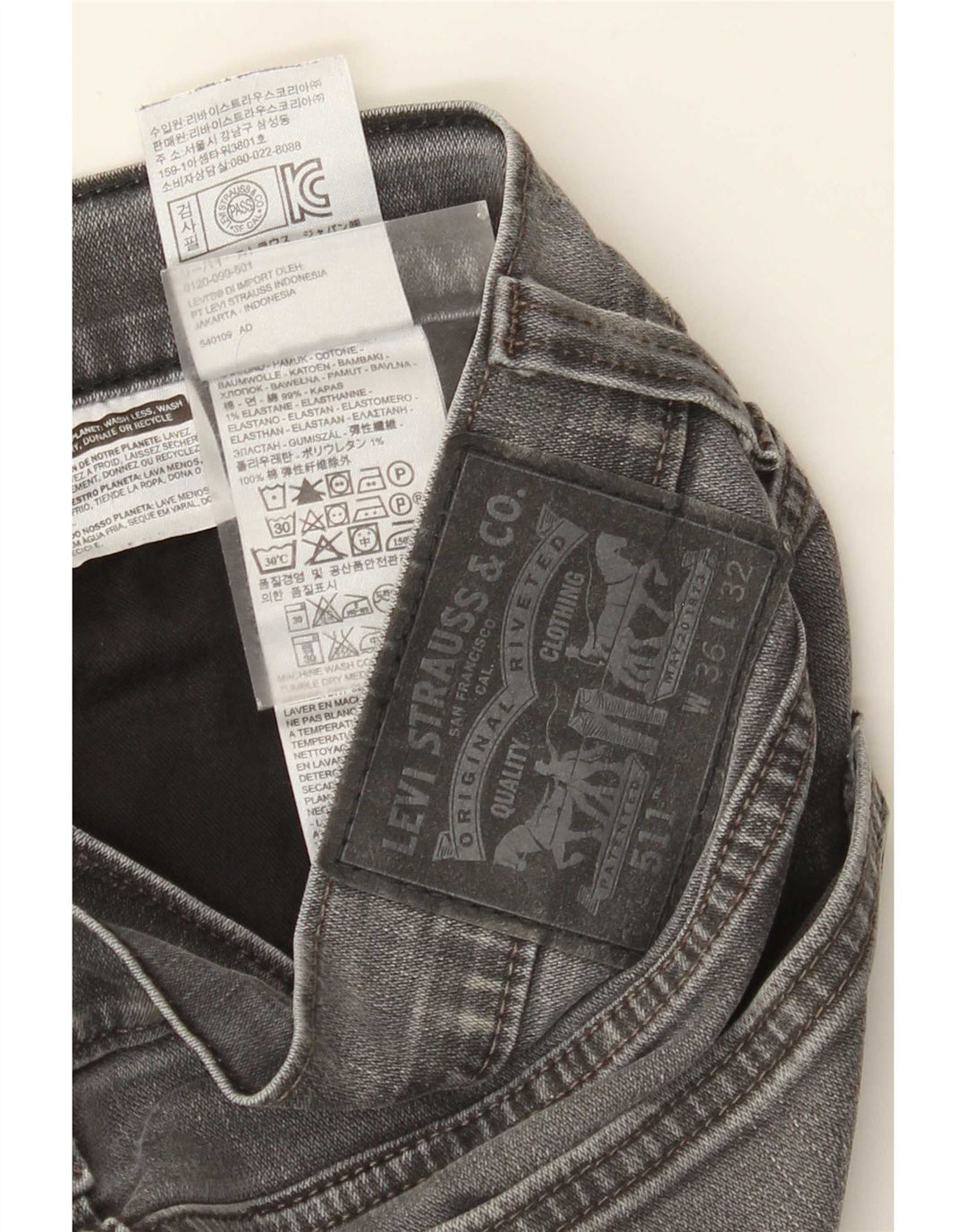 Levi's Herren 511 Slim Jeans W36 L32 Graue Baumwolle