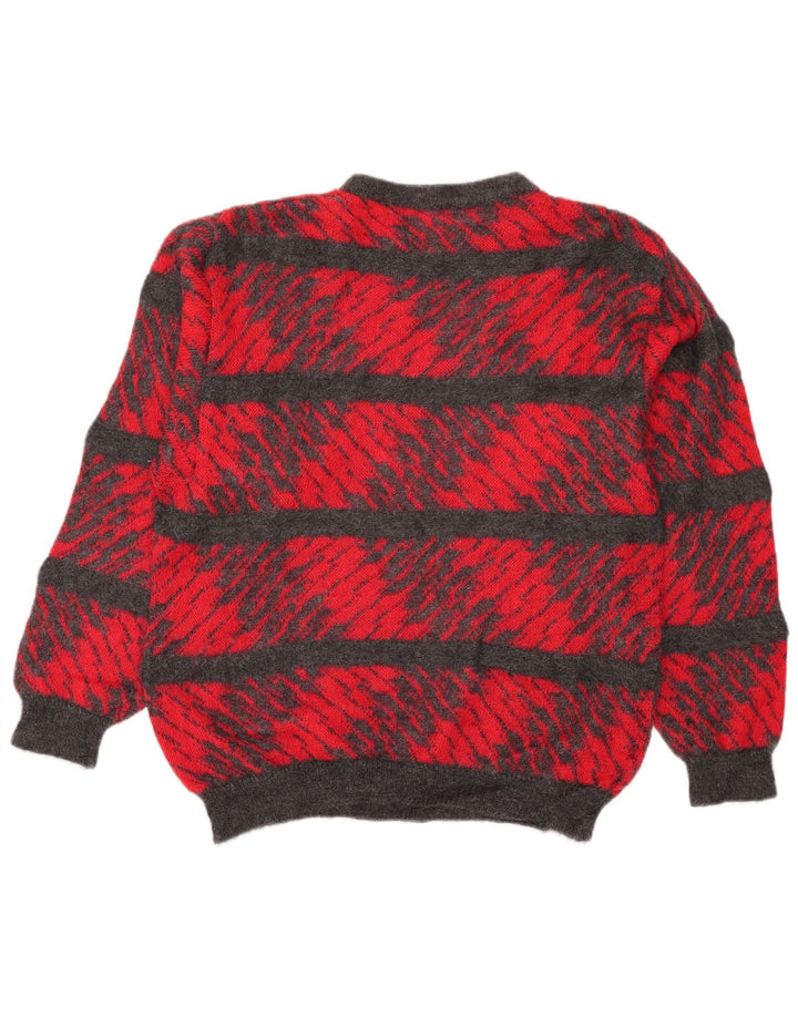 Vintage Herren Pullover mit Rundhalsausschnitt, groß, rot gestreift