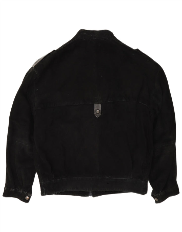 Vintage Herren Militär Wildleder Bomberjacke IT 46 Small Schwarz