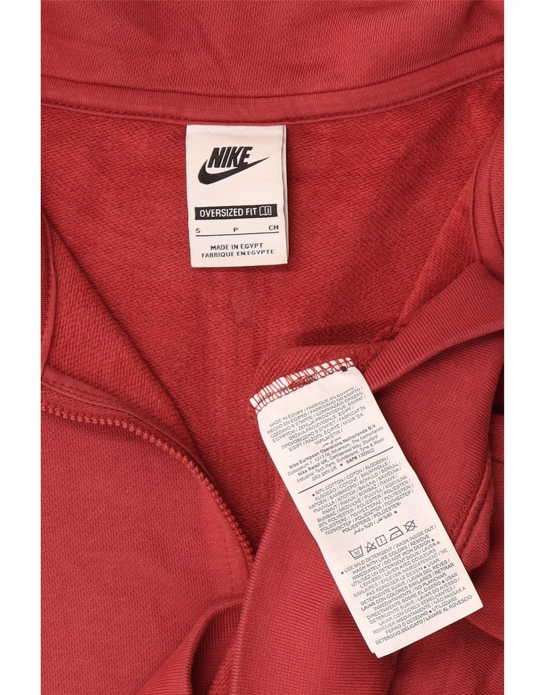NIKE Damen-Sweatshirt in Übergröße mit Grafik und Reißverschluss am Hals, Gr. 10, Größe S, Rosa