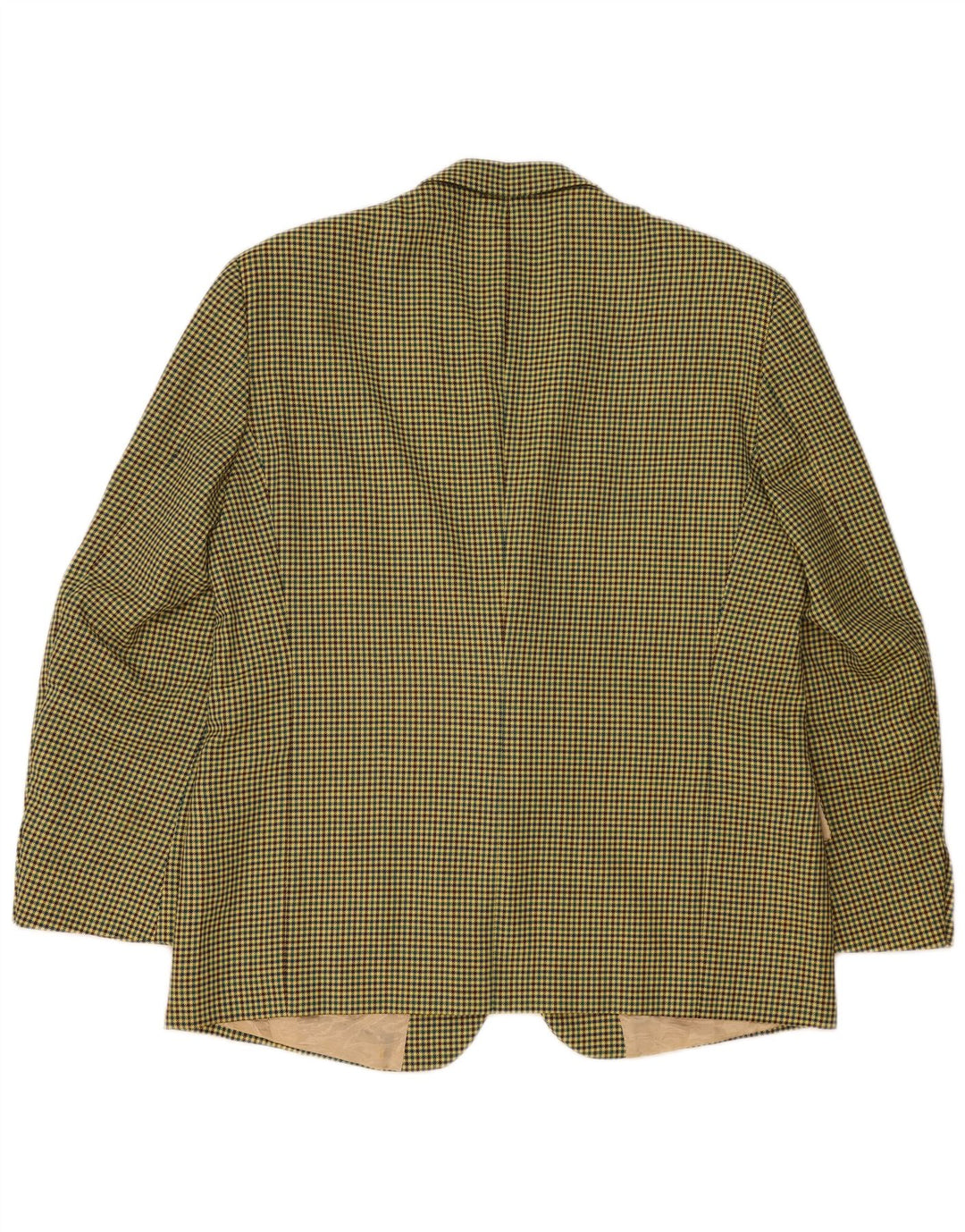 Vintage Herren 2-Knopf-Blazerjacke IT 56 3XL Gelbe Hahnentrittwolle