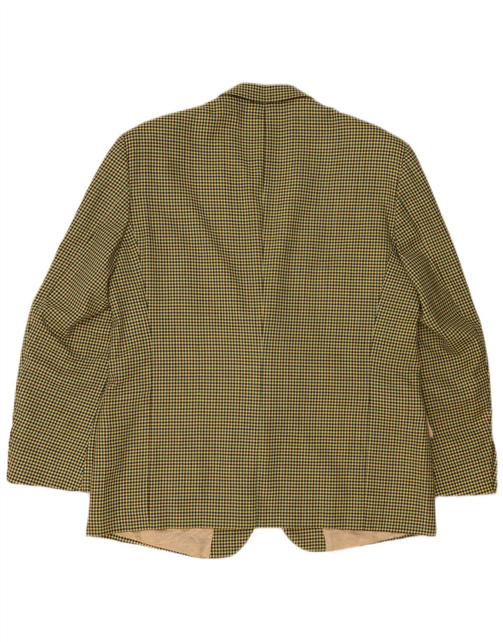 Vintage Herren 2-Knopf-Blazerjacke IT 56 3XL Gelbe Hahnentrittwolle