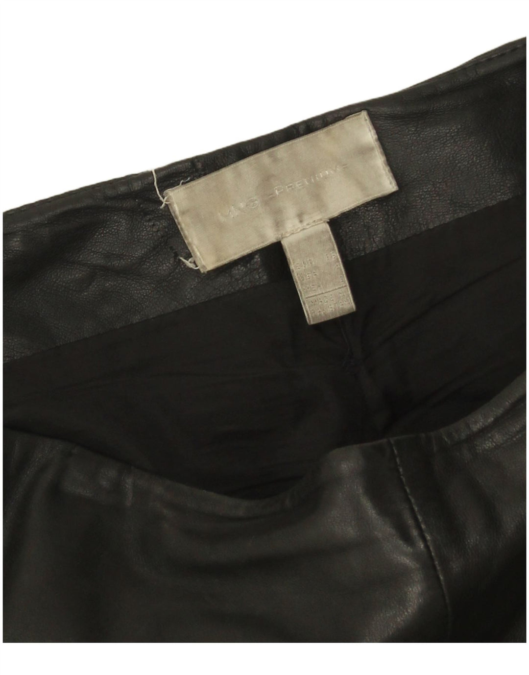 Mango Damen Slim Lederhose EU 36 Small W24 L27 Schwarzes Leder