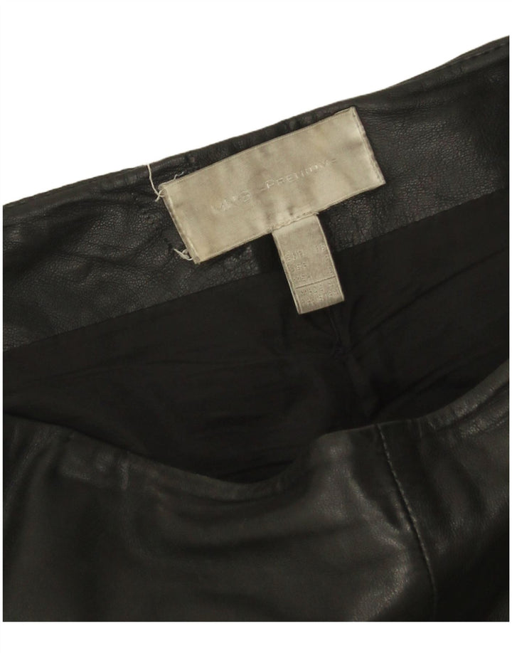 Mango Damen Slim Lederhose EU 36 Small W24 L27 Schwarzes Leder