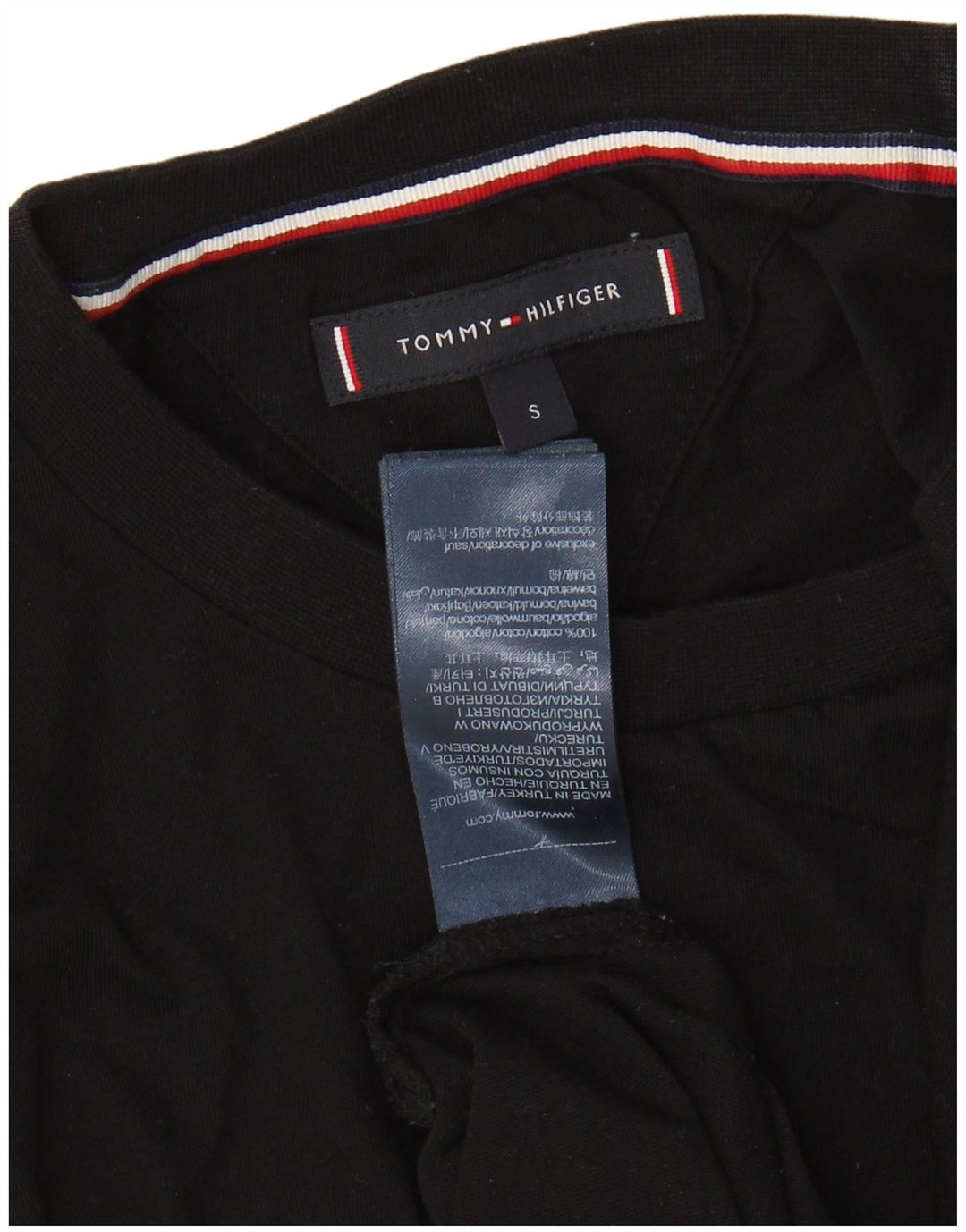 TOMMY HILFIGER Herren T-Shirt Top Small Schwarz Baumwolle