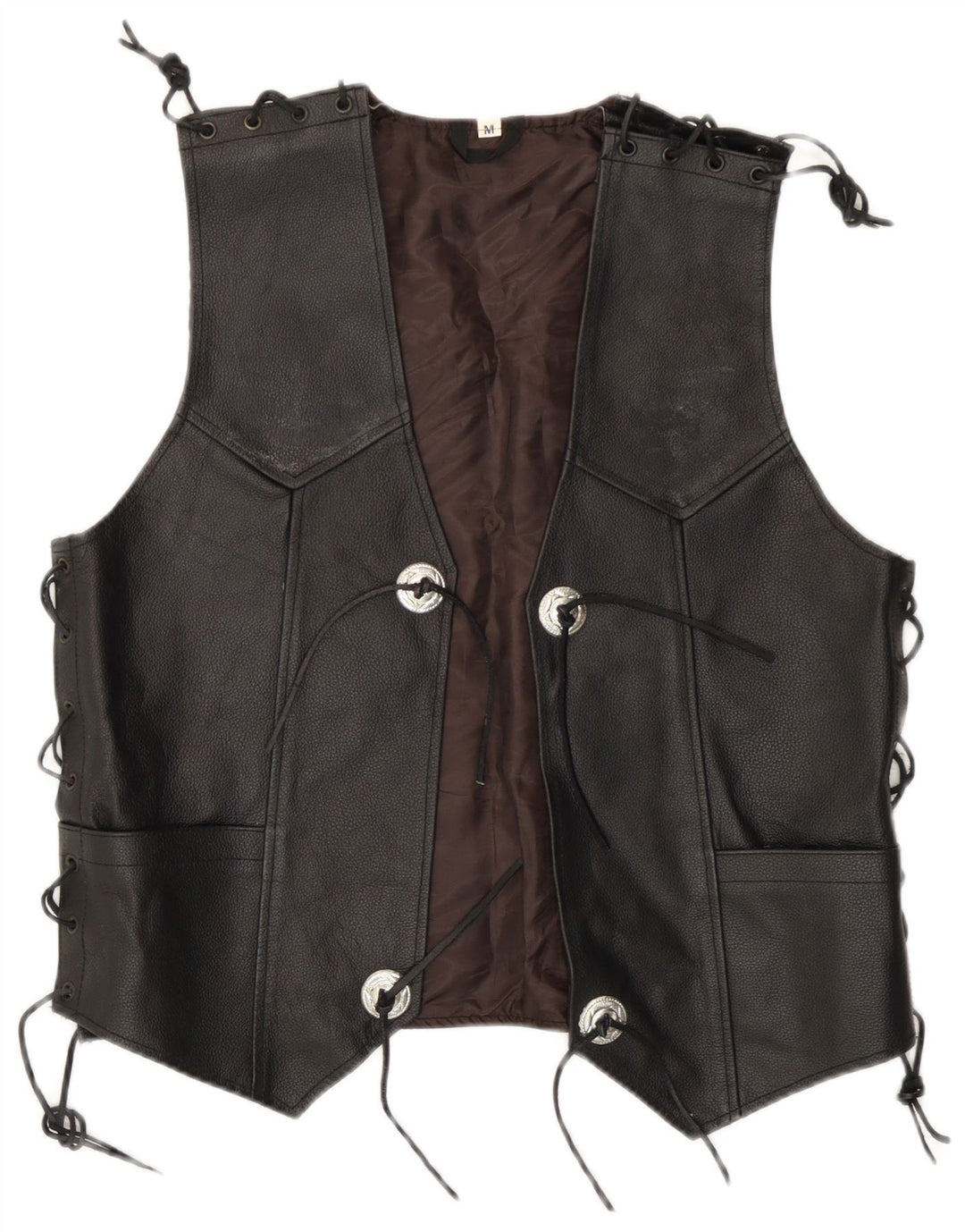 Vintage Herren Lederweste Medium Schwarz Biker