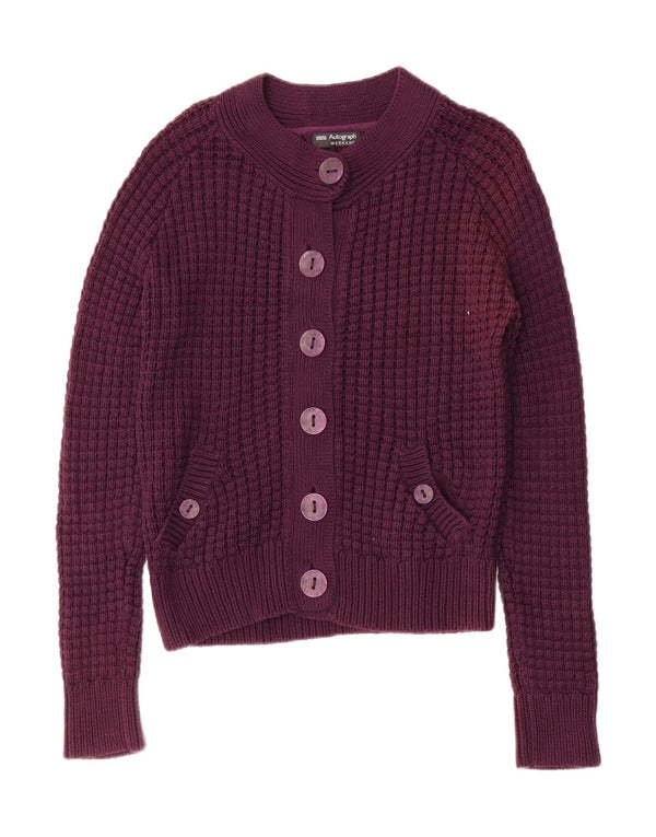 Marks & Spencer Damen-Strickjacke „Autograph“, Gr. 14, Größe L, Lila, Baumwolle