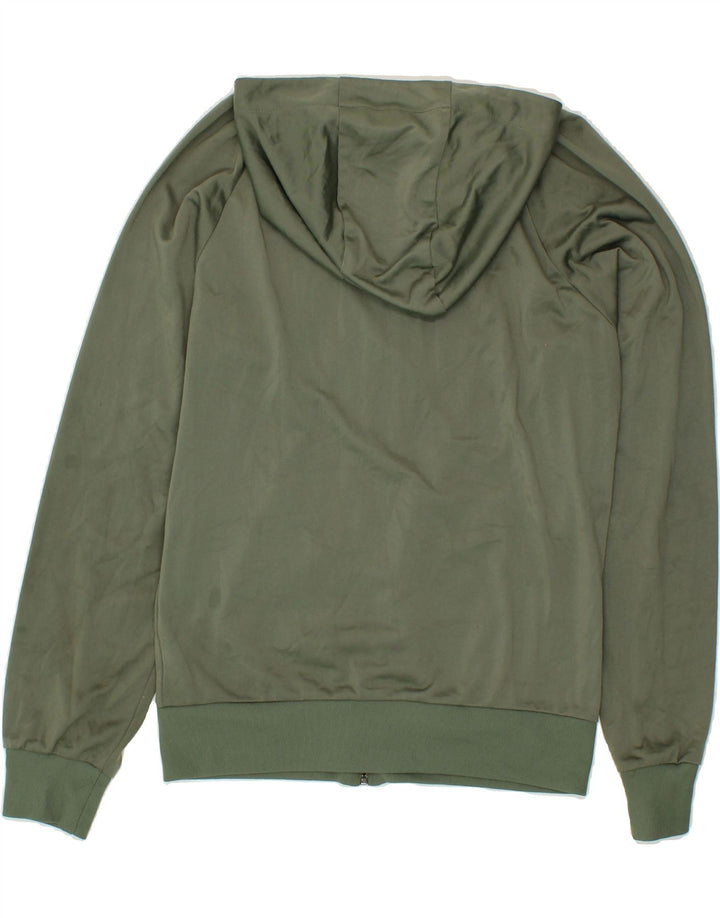 ARMANI Womens Zip Hoodie Sweater UK 14 Medium Green Polyester Vintage Armani and Second-Hand Armani from Messina Hembry 