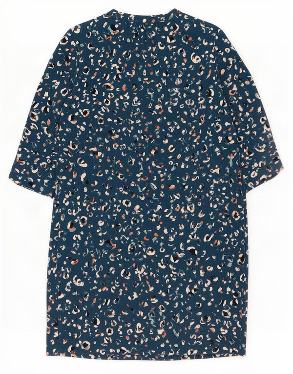 Marks & Spencer Damen Etuikleid UK 12 Mittelblaues Tiermuster