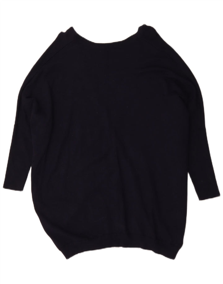 Zara Damen-Pullover, übergroß, V-Ausschnitt, Gr. 14, mittleres Marineblau