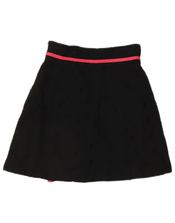 Karen Millen Damen Rüschenrock UK 8 Small W26 Schwarze geometrische Baumwolle
