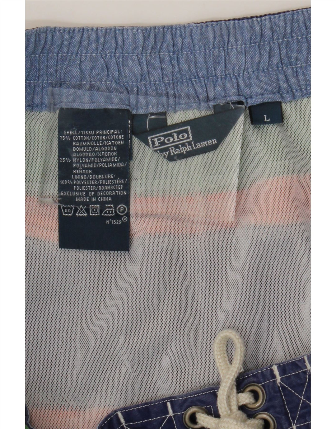 POLO RALPH LAUREN Herren-Badeshorts mit Grafik, groß, grün gestreift, Baumwolle