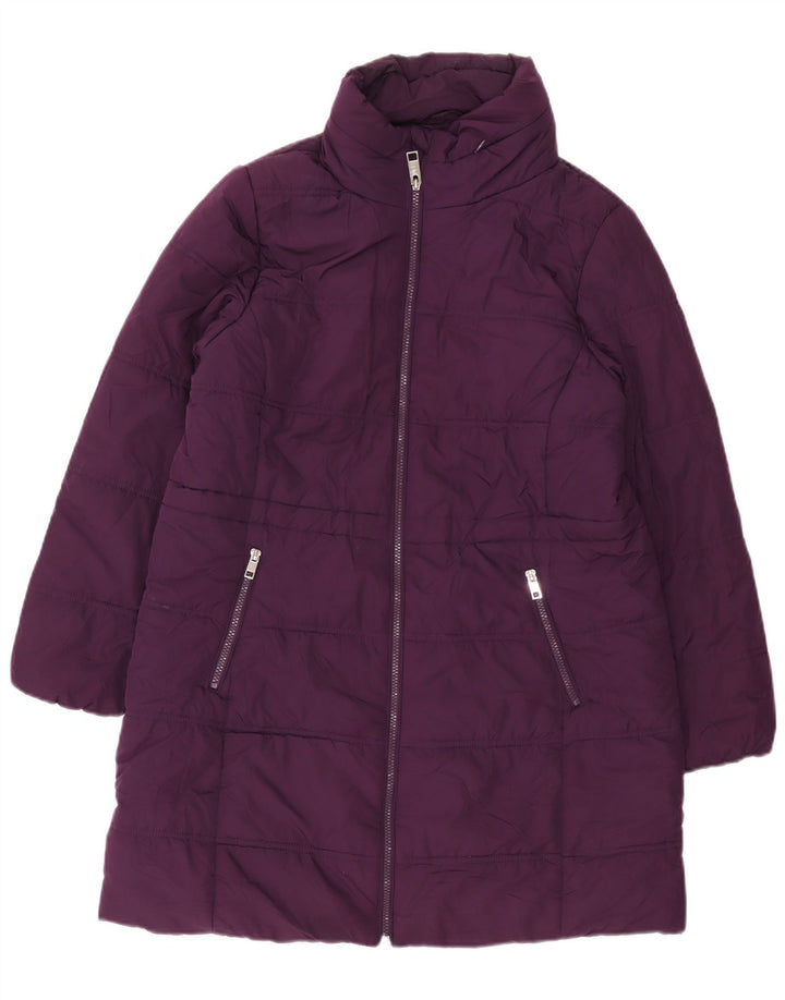 Marks & Spencer Wattierter Damenmantel mit Kapuze, UK 16, Größe L, Lila, Polyester