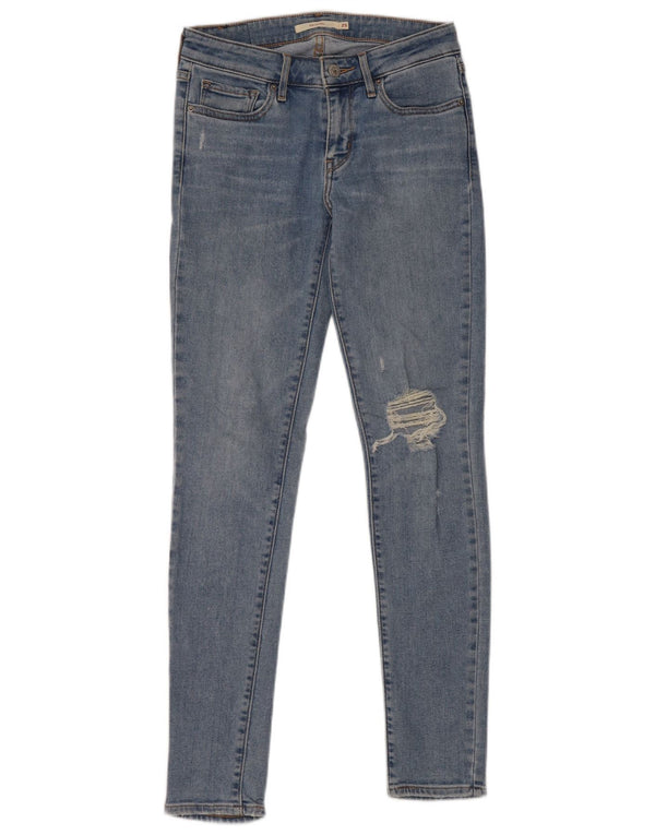 Levi's Damen 711 Distressed Skinny Jeans W25 L30 Blaue Baumwolle
