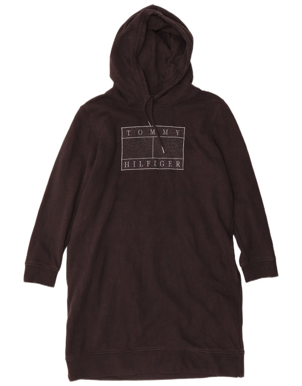 Tommy Hilfiger Damen Graphic Langarm-Kapuzenkleid UK 18 XL Schwarz