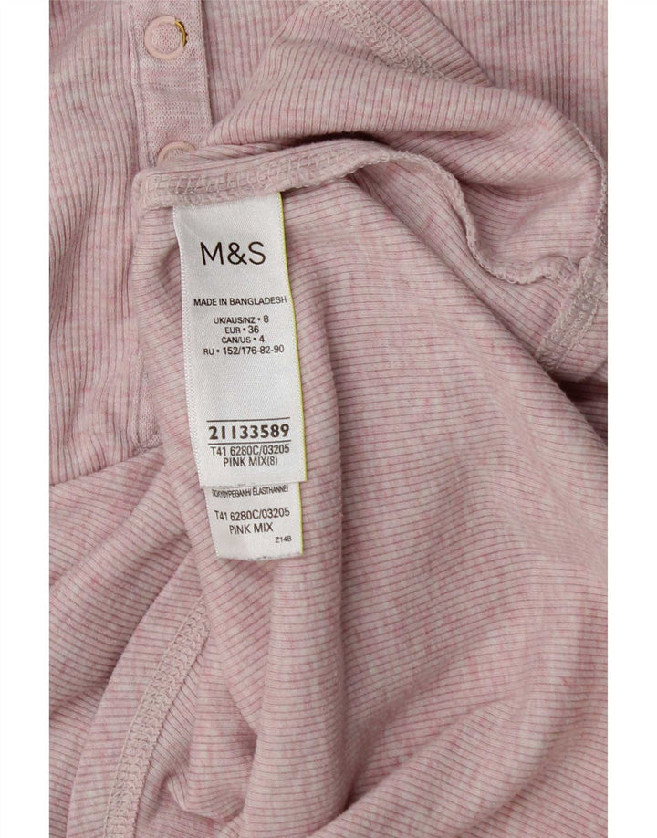 Marks & Spencer Damen Top Langarm UK 8 Small Rosa Polyester