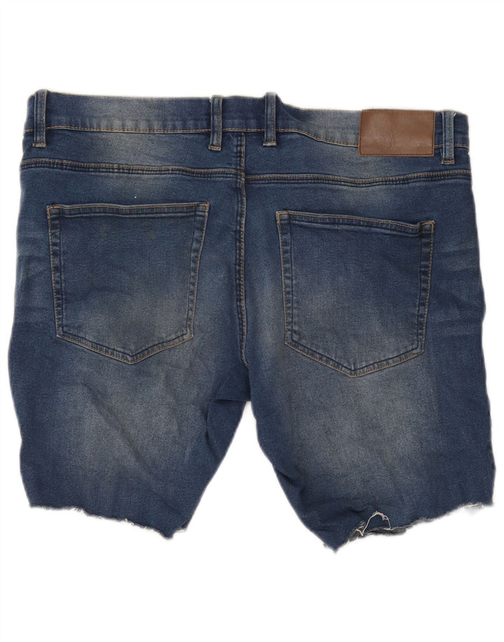 French Connection Herren Skinny Denim Shorts W32 Mittelblaue Baumwolle