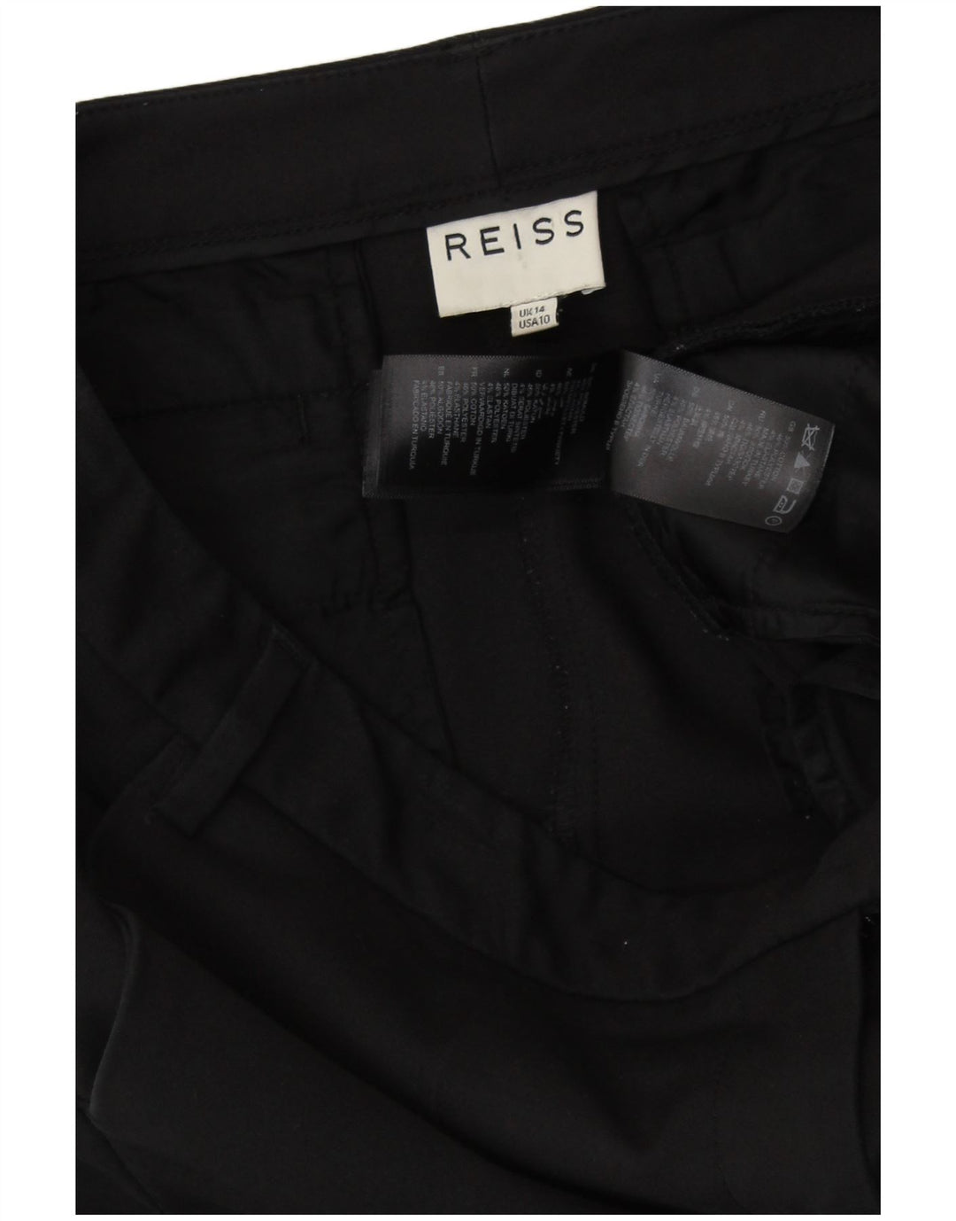 REISS Damen Slim Anzughose UK 14 Large W33 L27 Schwarze Baumwolle