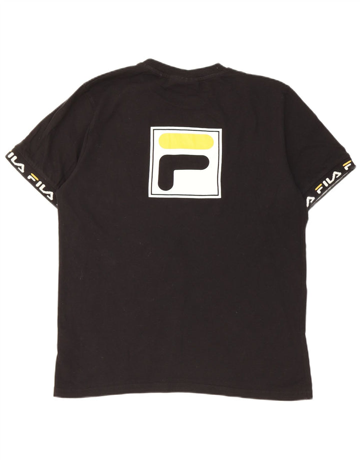Fila Herren Grafik-T-Shirt-Oberteil aus mittelschwarzer Baumwolle