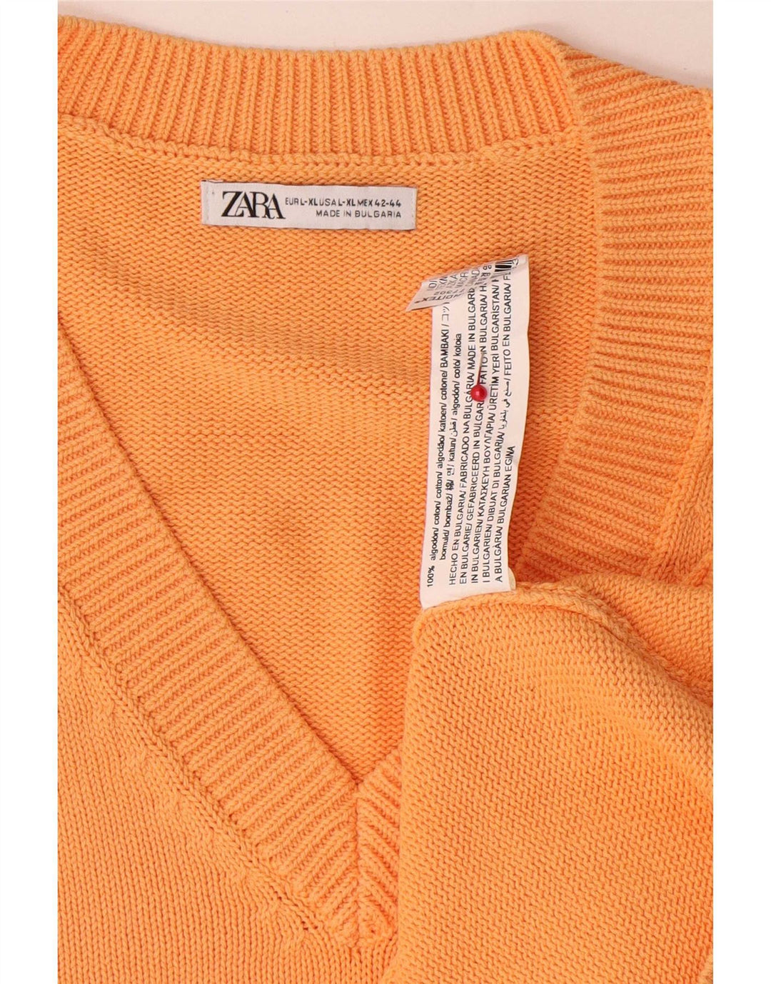 Zara Herren Weste Tank Top XL Orange Baumwolle