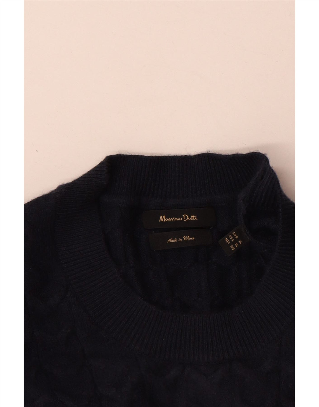 Massimo Dutti Herren-Pullover mit Rundhalsausschnitt, XL, marineblaue Viskose
