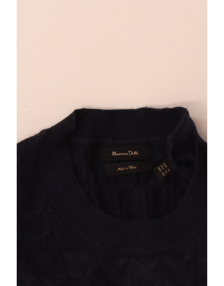 Massimo Dutti Herren-Pullover mit Rundhalsausschnitt, XL, marineblaue Viskose