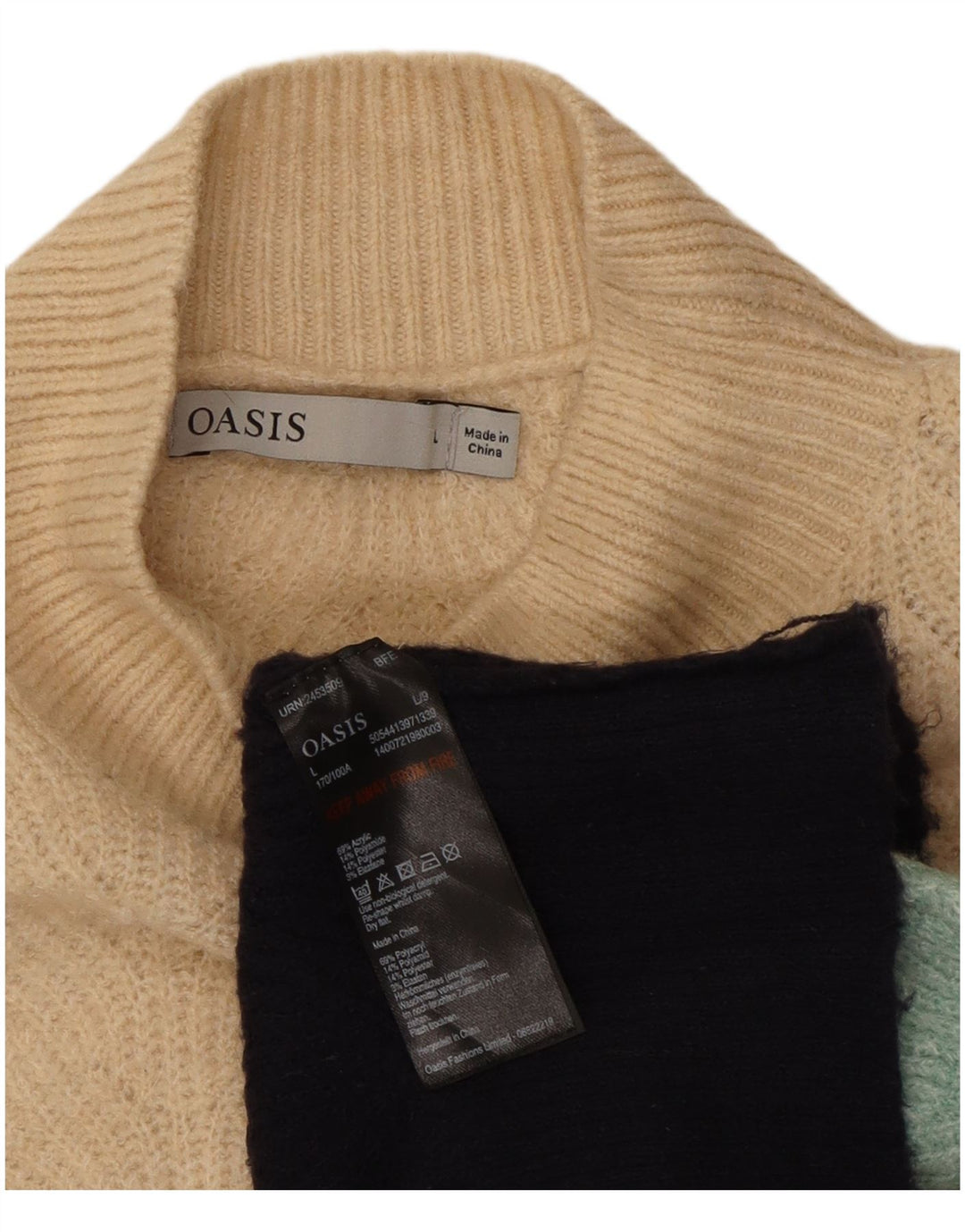 Oasis Rollkragenpullover für Damen, Gr. 42, Größe L, mehrfarbig