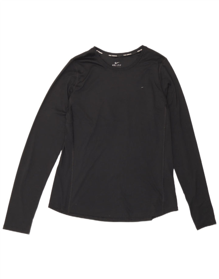 Nike Damen Dri Fit Top Langarm UK 14 Large Schwarz Polyester