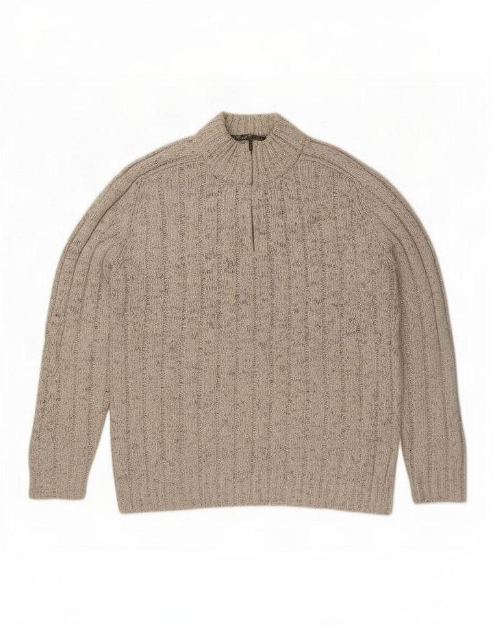 Marks & Spencer Herren-Pullover mit Reißverschluss am Hals, 2XL, grau gesprenkelte Wolle