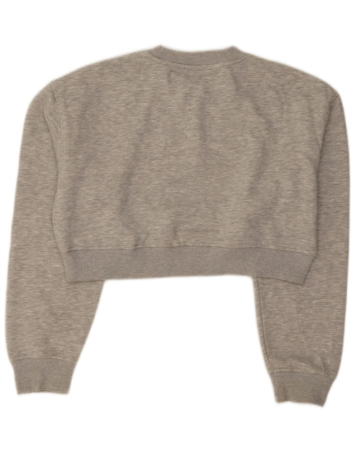 Zara Damen Crop Oversized Sweatshirt Pullover UK 10 Small Grau meliert