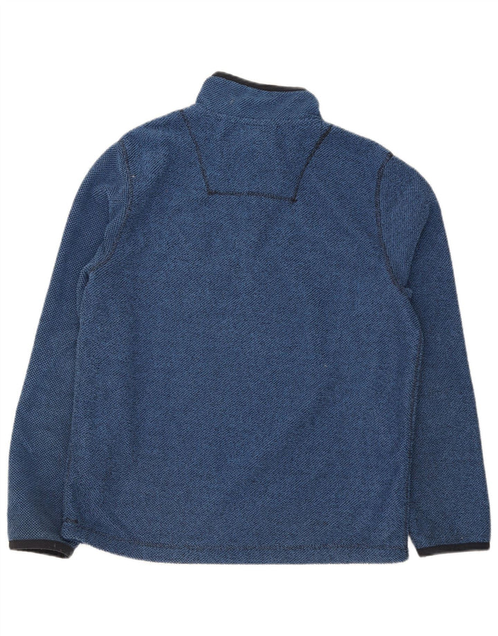 Weird Fish Herren-Fleecepullover mit Reißverschluss am Hals, großes, blaues Polyester