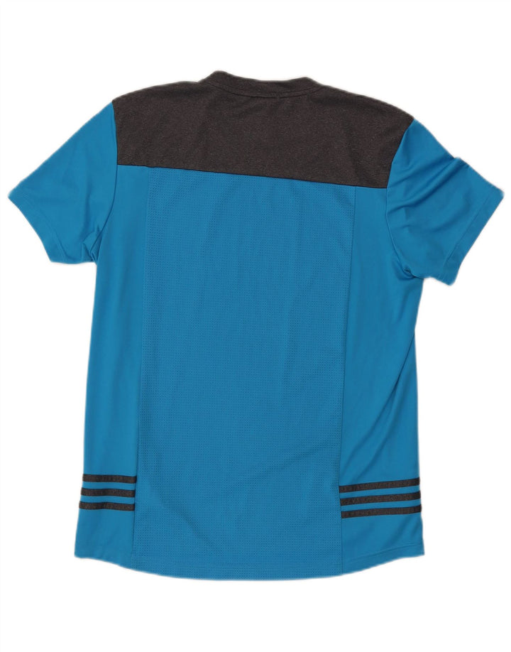 Adidas Herren T-Shirt Top Mittelblaues Colourblock-Polyester