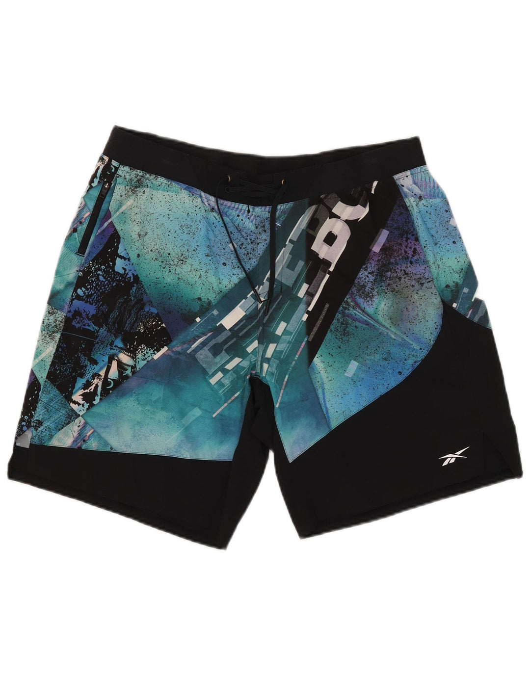 Reebok Herren-Badeshorts mit Grafik, groß, blaues Farbblock-Polyester
