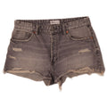 Zara Damen Distressed Denim Shorts EU 42 Large W32 Graue Baumwolle