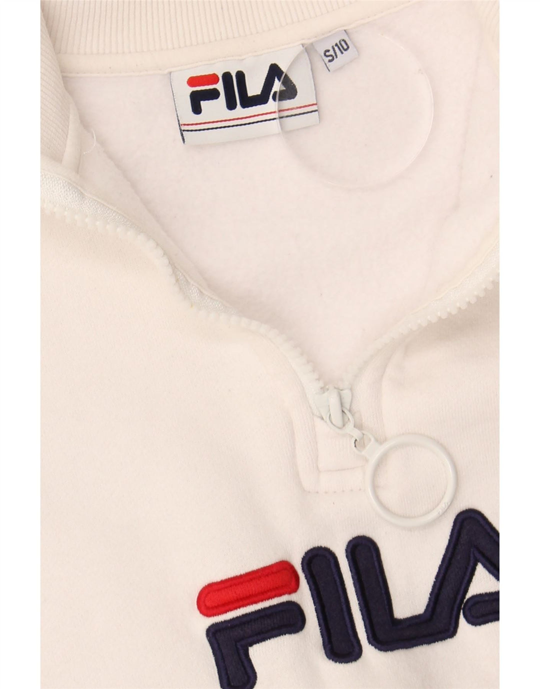 FILA Womens Oversized Graphic Sweatshirt Jumper UK 10 Small White Striped