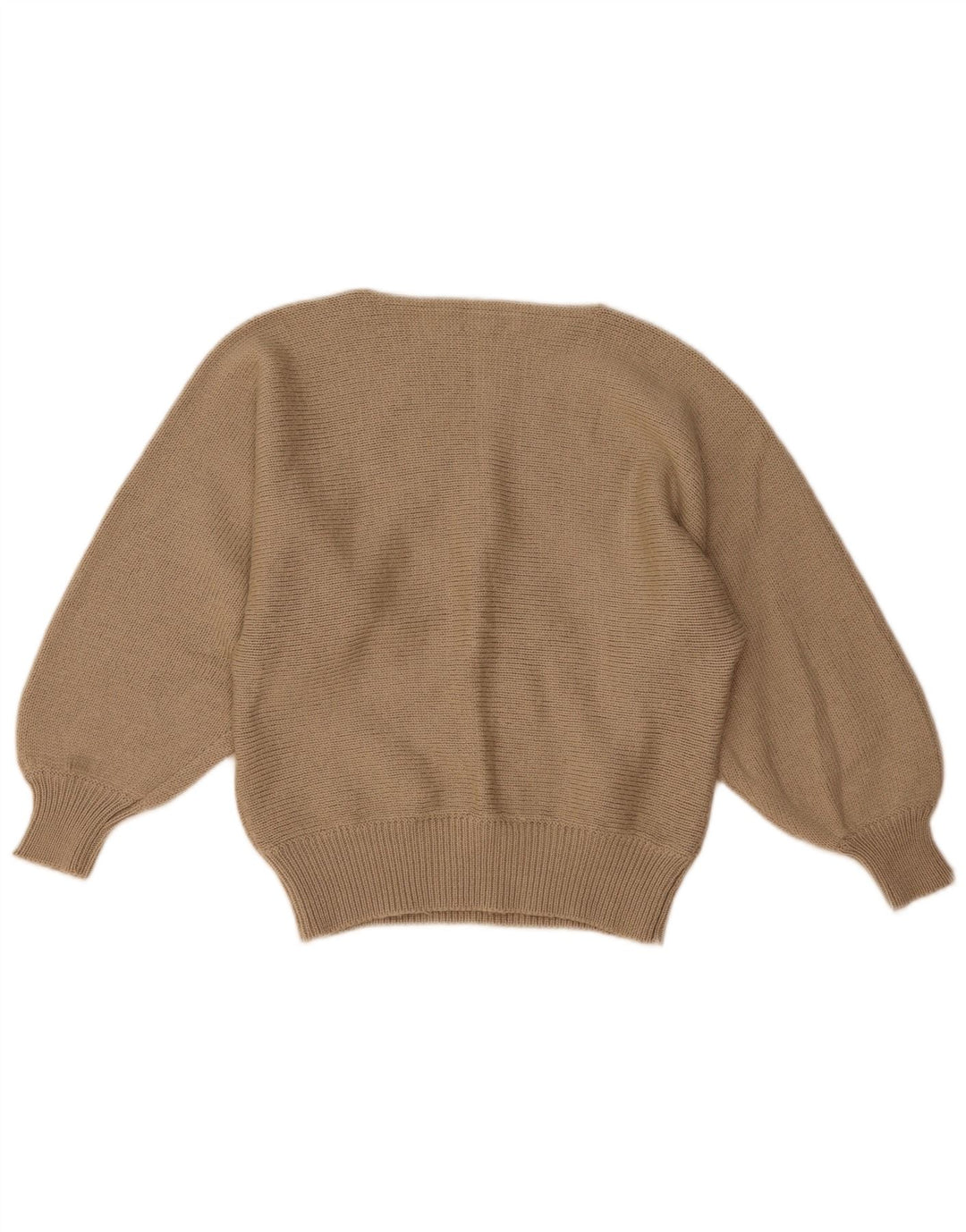 Vintage Damen Pullover mit grafischem U-Boot-Ausschnitt, IT 42, Mittelbraun