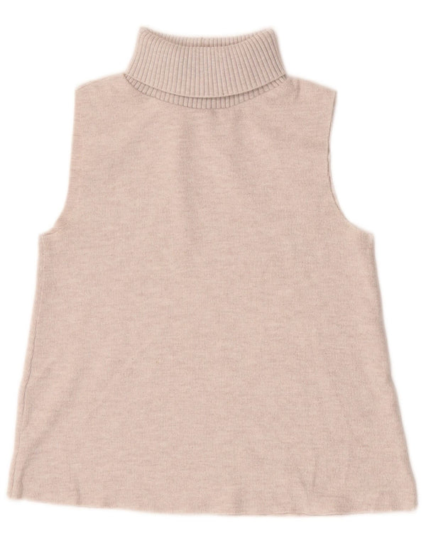 Zara Damen Crop Roll Neck Vest Tank Top UK 8 Small Grau meliert
