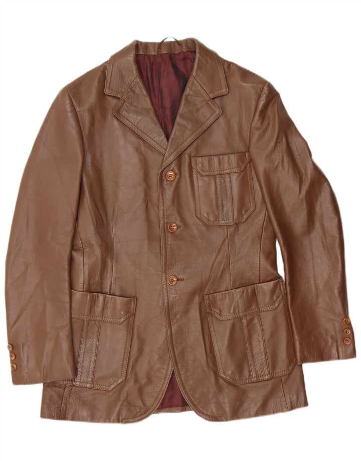 Vintage Herren 3 Knopf Leder Blazer Jacke EU 50 Großes braunes Wildleder