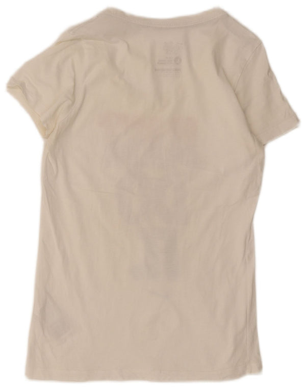Nike Damen Slim Fit Graphic T-Shirt Top UK 14 Large Weiße Baumwolle