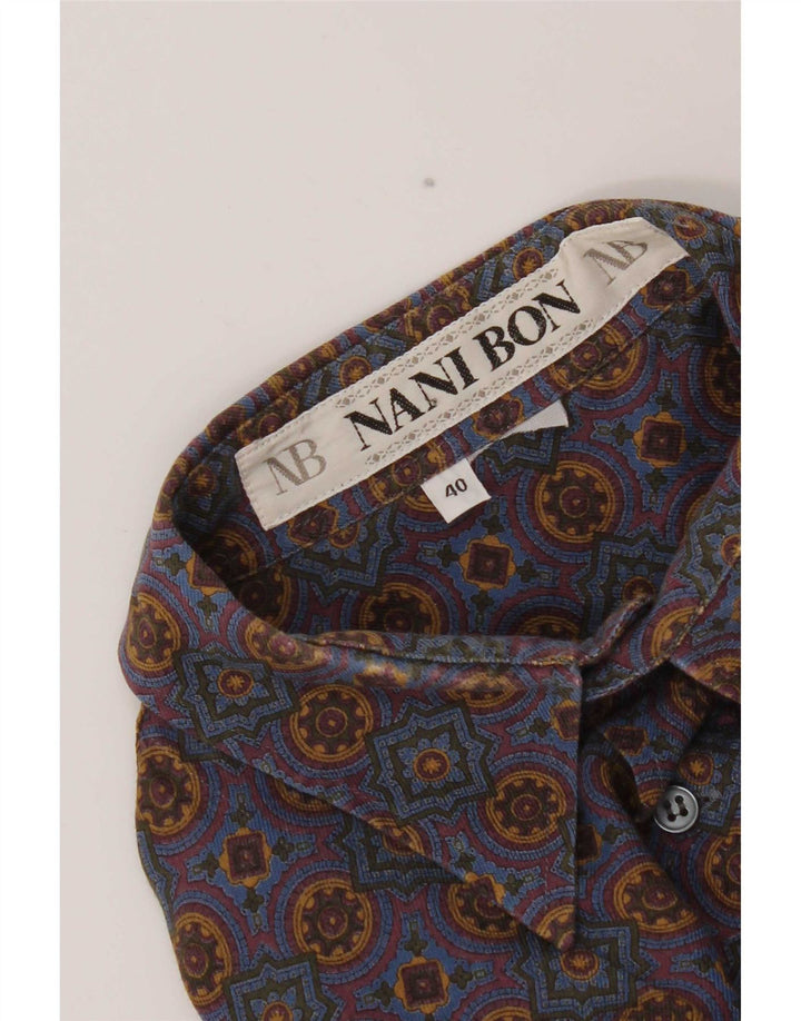 NANI BON Herrenhemd Größe 40 Mittelblau Ikat