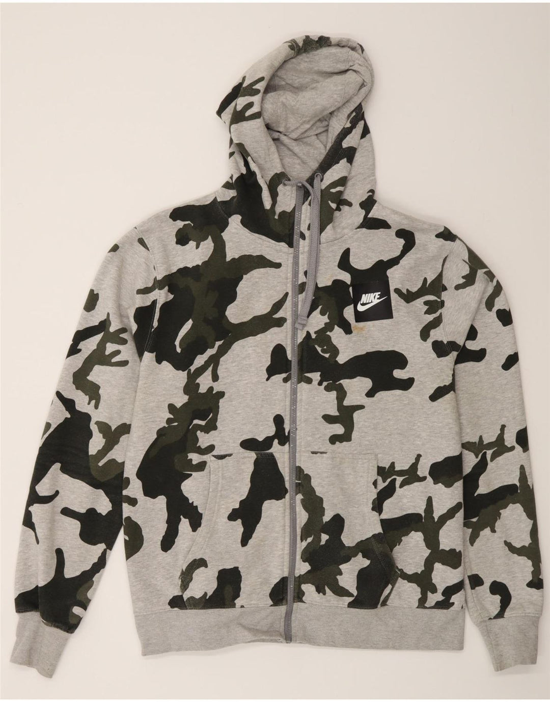 Nike Herren-Kapuzenpullover mit Reißverschluss, groß, graue Camouflage-Baumwolle